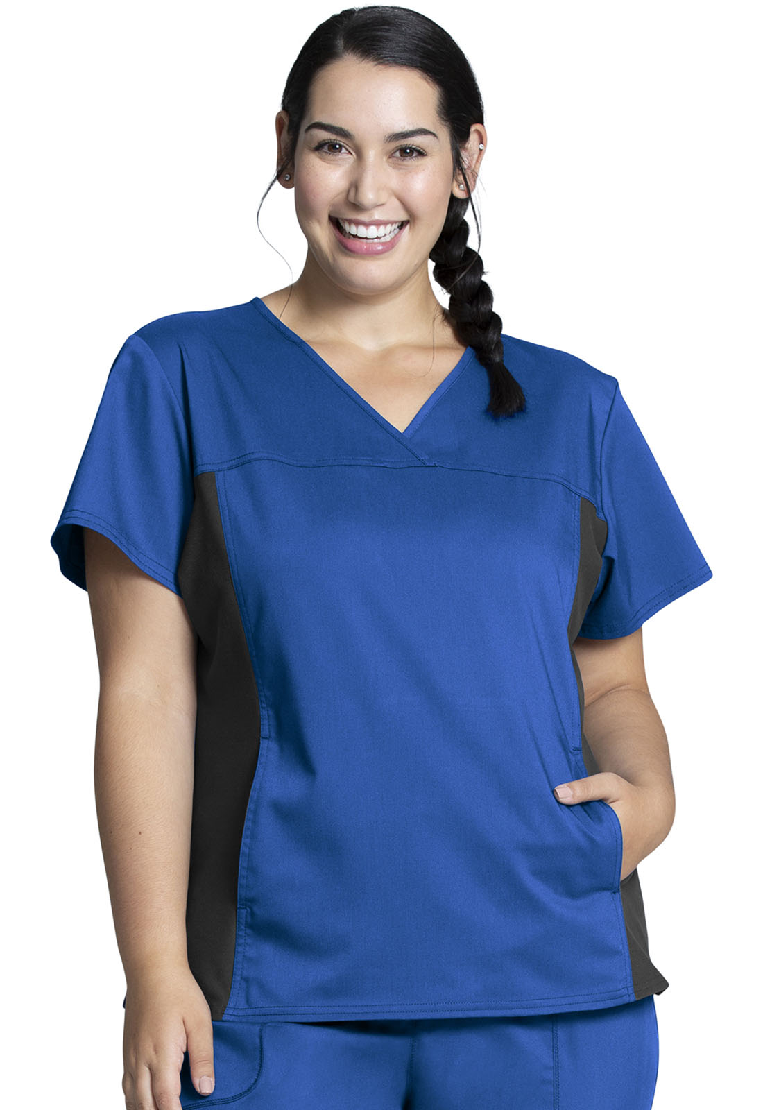 Women's V-Neck Knit Panel Top - Royal